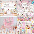 Wildflower First Birthday Decorations,295pcs wild One Birthday Decorations Girl Floral Plates and Napkins Cups Tablecloth Banner Backdrop for Our Little Wildflower Is Turning One Party - Image 5