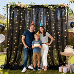 Ledido 10×10ft Black Tulle Backdrop Curtain with Light(2 Panels 5×10ft) - Image 6