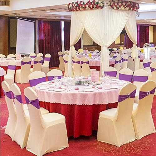 Pack of 50 Spandex Lavender Chair Sashes Bows, Chair Bands Silver Buckles - Image 5