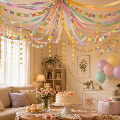 360 Sheets Colorful Paper Chains Strips and Star Garland for Fancy Party - Image 6