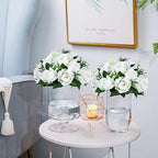 Sziqiqi Faux Silk Roses Artificial Flower Centrepieces, White, 10Pcs - Image 3
