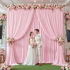 24ftx10ft Wrinkle Free Pink Backdrop Curtain - 10 Feet Photography Backdrop Drapes, Silky Polyester Back Drop Cloth for Wedding Baby Shower Balloon Arch Background - Image 2