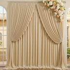 10ft×14ft Long Champagne Backdrop Curtain for Wedding Parties by ENJOYYOURPARTY
