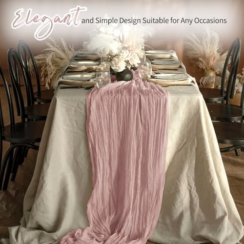 28 Pack Dusty Pink Cheesecloth Table Runner 17x108 Inch Semi Sheer Boho Gauze Cheese Cloth Fabric Table Runners, for Wedding Party Baby Shower Birthday Home Decor Garden Farmhouse - Image 6