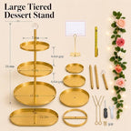 Metal 3 Tier Cupcake Stands,Removable Swing Tray & Decor Set, Gold - Image 6