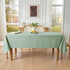 Sage Green Rectangle Tablecloth, 60 x 90 Inch Linen Textured Table Cover - Image 4