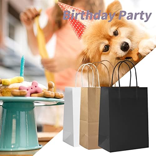 COGLARING 100Pcs Black Gift Bags with Handles - 11x5.9x11 Inch Kraft Paper Bags for Parties, Shopping, Grocery & Takeout - Bulk Black Paper Gift Bags - Image 4
