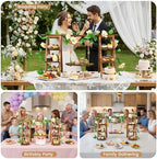 3 Tier Wooden Cupcake Stand with Swing & Flower Decor for Cake Fruit Snack - Image 2