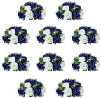 10Pcs Artificial Rose Balls for Centerpieces (Navy Blue & White) by QUTUNI