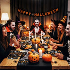 250 Pcs Halloween Party Supplies, Paper Plates Napkins and Cups, Black - Image 6