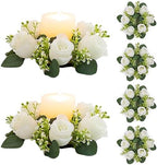 NUPTIO White Flower Wreath for Table Centerpieces, 9.05 Inch, Set of 6 by Nuptio