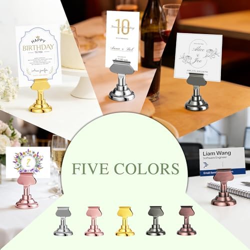 Urban Deco 16PK Table Number Holders Place Card Holders 1.7 Inch Table Card Holders Steel Card Holders for Photos, Food Signs, Memo Notes, Weddings, Restaurants, Birthdays(Silver) - Image 5