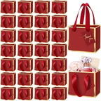 Yeaqee 100 Pcs Mini Metallic Paper Gift Bags with Handle, Burgundy Red, Gold by Yeaqee