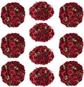 Burgundy Flowers Balls for Centerpieces: 15.7in Diam, Set of 10 by CreatedforWeddingsandHome
