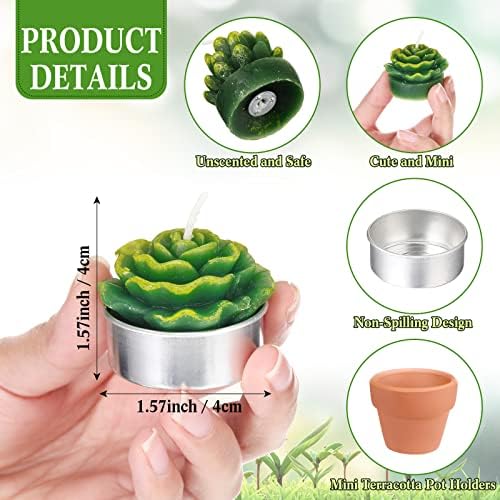 Shihanee 24 Pack Succulent Candles with Terracotta Pot Novelty Handmade Stylish Plant Candles Gifts for Baby Shower Birthday Wedding Party Favors Home Decor Valentine Gift - Image 2