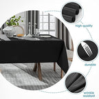 VidaFete Classic Series 10 Pack 60x120inch Black Rectangle Tablecloth - Image 3