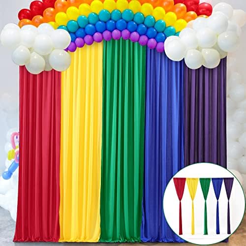 Rainbow Backdrop Curtains 10×7ft Bright Colorful Backdrop Covers for Unicorn Party Baby Shower Photo Booth Birthday Stage Home Events Decor 5 Panels by Besutolife