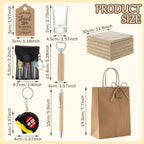 Leinuosen 6 Set Kraft Baby Shower Game Prizes for Men Baby Shower Guest Gifts for Winners with Cleaning Cloth Bottle Opener Screwdriver Tape Measuring Keychain Multi Tool Pen Kraft Gift Bags - Image 2