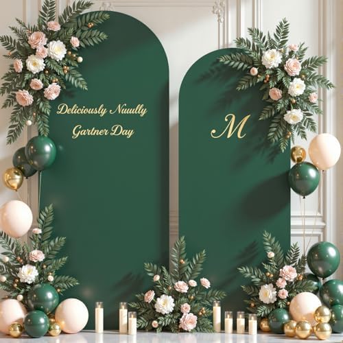 Hunter Green Arch Backdrop Cover Set of 2 Spandex 7.2 and 6ft Arch Covers Stretchy Backdrop Birthday Party Arch Stand Covers for Baby Shower Wedding Bridal Shower Banquet Photo Background Decorations - Image 2