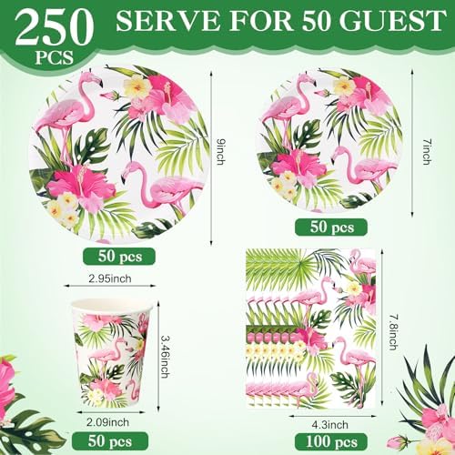 Funnymoom 250 Pcs Hawaiian Flamingo Party Decoration Serves 50 - Image 2