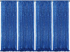 4 Pack Royal Blue Curtains 2ftx8ft Sequin Backdrop Drapes for Birthday by QueenDream