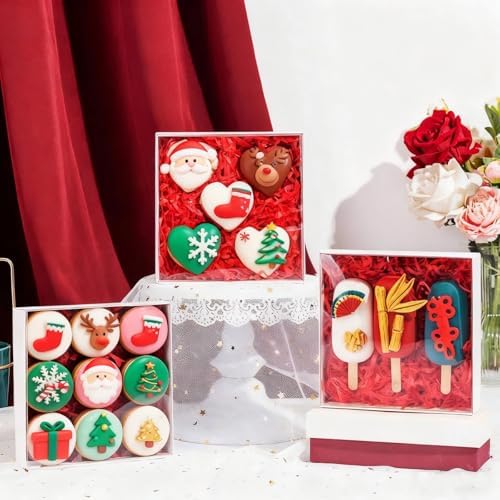 6x6x1.25 Inches 50PCS Treat Boxes with Clear Display Lid - Image 6
