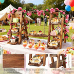 Solid Wood Swing Cupcake Stand, Foldable Rustic Dessert Stand - Image 5