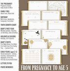 Book Keepsake, Baby Memory Book From Pre-Birth to 5th Year, with 2 Photo Pockets, Milestone Stickers, Hand/Footprint Inkpad, Baby Album and Baby Book for Girls or Boys (Black) - Image 5