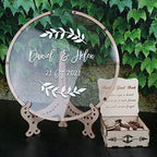 Wedding Guest Book Alternative with Box and Small Hearts,Personalized Round Drop Guest Sign for Rustic Wedding Decorations,Anniversary(style12, Circular) - Image 2