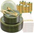DaYammi 350PCS Sage Green Plastic Dinnerware Set for 50 Guests by DaYammiwillaccompanyyou
