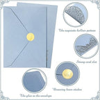 100 Set 5 x 7 Laser Cut Wedding Invitations, Dusty Blue - Image 3