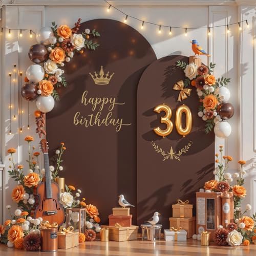 7.2FT & 6FT Arch Backdrop Cover, Navy Blue & Brown Wedding Arch Covers, Spandex Arch Covers Stretchy Backdrop for Bridal Shower Baby Shower Birthday Decoration - Image 2