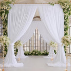 6 Panels White Backdrop Curtain for Parties Wedding Wrinkle Free 30ft x 10ft Backdrop Drapes for Baby Shower Gender Reveal Birthday Photo Photography Polyester Fabric Background Decoration - Image 4