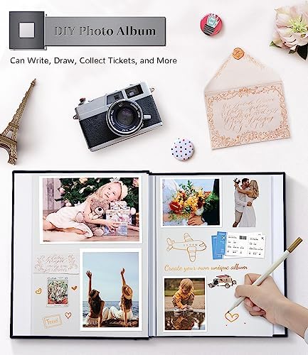 Artfeel Photo Album Self Adhesive Scrapbook Album for 3x5 4x6 5x7 8x10 Pictures, 60 Pages Linen Cover with Display Window DIY Photo Book,Ideal Gifts for Family Travel Wedding Baby - Image 4
