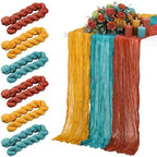 6 Pcs Terracotta and Teal Green Cheesecloth Table Runner 118" by Windkream
