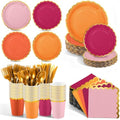 Kochorie 336PCS Pink & Orange Disposable Dinnerware Set Serves 48 Guests by Kochorie