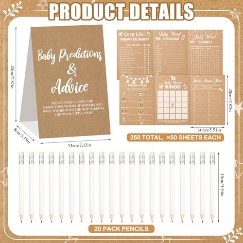 Estune 352 Pcs Baby Shower Advice Cards for Parents to Be Advice for New Parents Baby Shower Decorations Girl, Advices and Wishes for Cards Box Fun Game Ideas(Kraft Paper) - Image 4