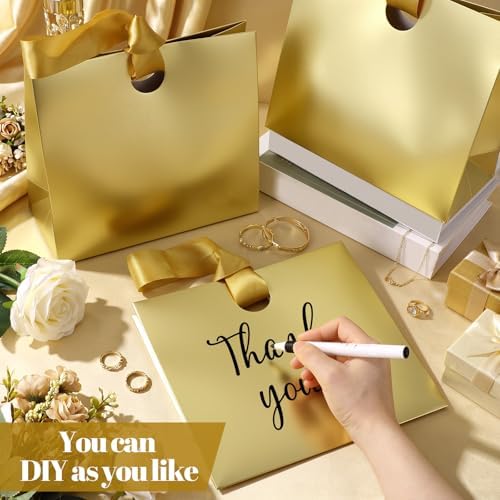Feifeiya 30 Pcs Medium Gold Gift Bags with Ribbon Handle - Image 5