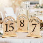 Wedding Table Numbers 1-20, Wooden Table Number Signs with Holder Base by Unknown