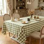 Laolitou Spring Green Gingham Tablecloth Rectangle Tables Checkered Buffalo Plaid Table Cloth Cotton Linen Farmhouse Tablecloths Washable Wrinkle Free for Picnic Kitchen, 60"x106" 8-10 Seats - Image 2