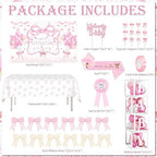 143PCS Pink Bow Baby Shower Decorations for Girl Welcome Baby Girl Party - Image 2