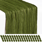 18 Pack Olive Green Cheesecloth Table Runner 17x108 Inches Boho Home Decor by Showgeous