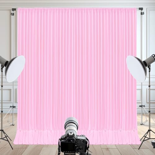 50x10ft Pink Backdrop Curtain for Wedding Parties Wrinkle Free Fabric Light Pink Drapes Backdrop Decoration for Baby Shower Birthday Photography Decoration 10 Panels, 5ft x 10ft - Image 7