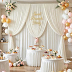 50x10ft Cream Backdrop Curtain Panels for Parties - Wrinkle Free Polyester Photo Curtain Backdrop Wedding Back Drop Fabric Drapes for Party Decorations Background for Photography - Image 7