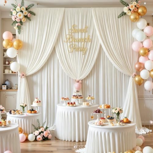 50x10ft Cream Backdrop Curtain Panels for Parties - Wrinkle Free Polyester Photo Curtain Backdrop Wedding Back Drop Fabric Drapes for Party Decorations Background for Photography - Image 7