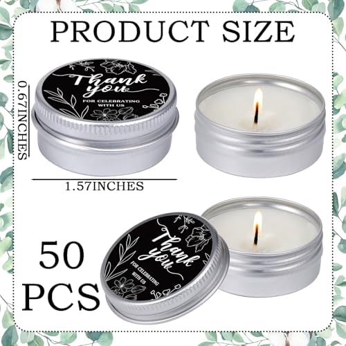 MTLEE 50 Pcs Black Floral Thank You Candles Baby Shower Wedding Favors - Image 6