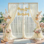 10ft x 12ft Champagne Tulle Backdrop Curtain for Parties Sheer Fabric Backdrop Curtains for Wedding Baby Shower Bridal Shower Birthday Photo Backdrop Drapes Background Decorations 2 Panels 5ft x 12ft by Suppromo