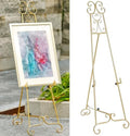 Metal Large Free Standing Adjustable Display Stand Scroll Easel with Chain Support, Gold Easel Stand for Sign, Heavy Duty Easel for Mirror, Wedding, Picture Frame (No Installation Required) by XAONIEN
