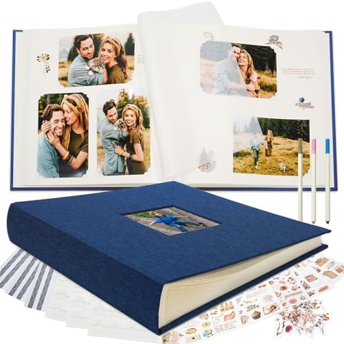 Vienrose Scrapbook Photo Album, 12x12 Inches, 60 Pages, Dark Blue by Vienrose