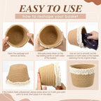 Thenshop 12 Pcs Small Woven Basket Empty with Gift Bags＆ Ribbons, Khaki - Image 4